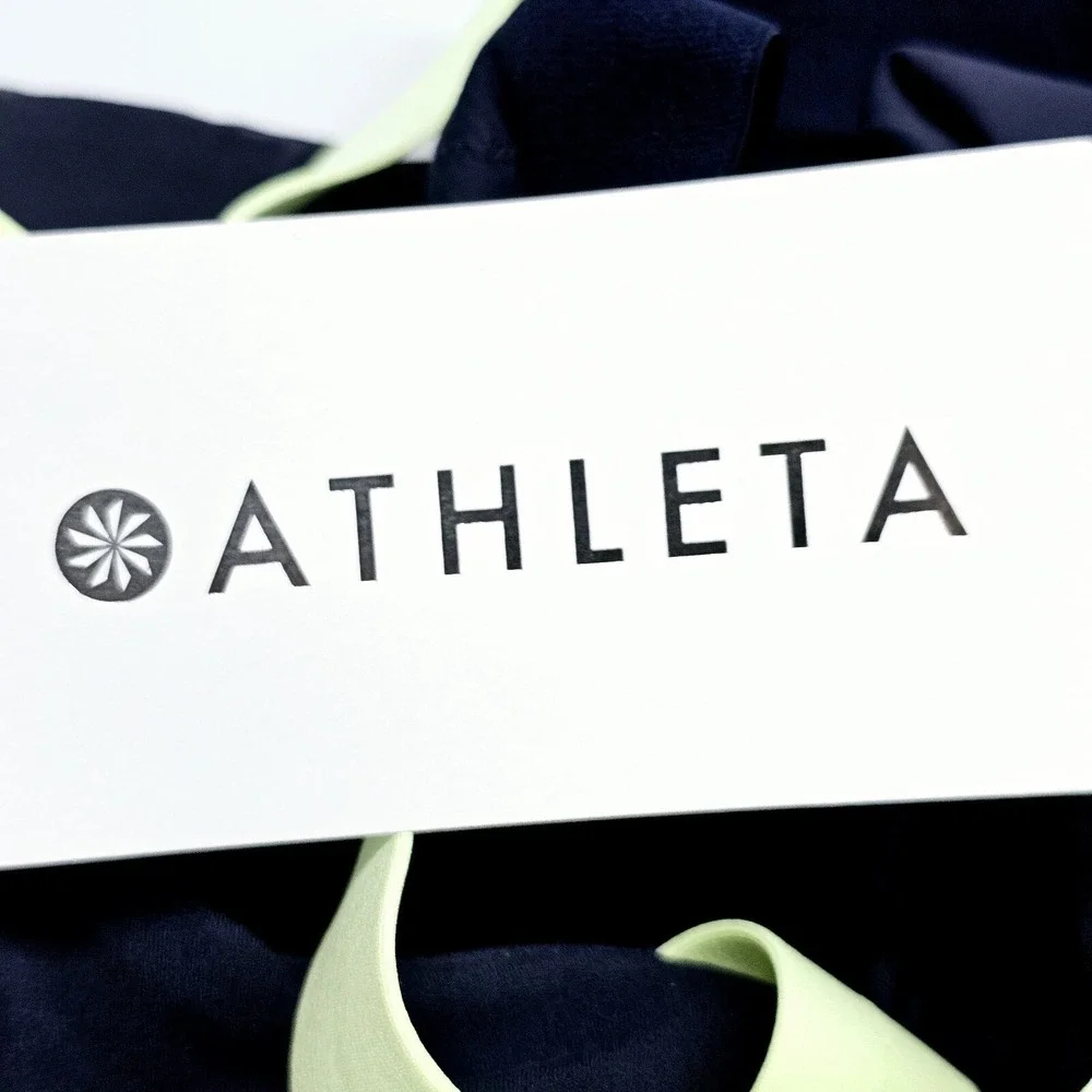 Athleta Swim Top Women Small‎ Blue Green Racerback Bathing Suit Tank Built Bra